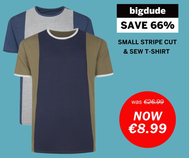 Bigdude weekly deal - t-shirt with stripe colour block now €8.99